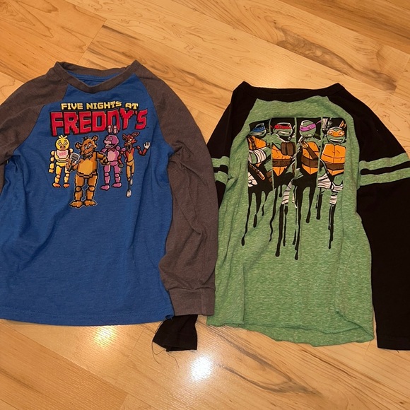 Boys Small long sleeve Shirts Ninja Turtles and Five Nights at Freddy’s - Picture 1 of 5